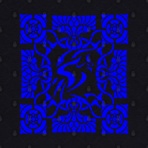 Ornamental Phoenix firebird blue by Kiyiya Designs